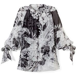 Floral Black and White Women's Top